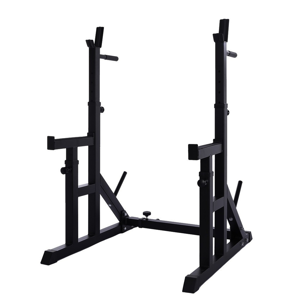 Adjustable Squat Rack Stand Barbell Rack Dip Bar Station