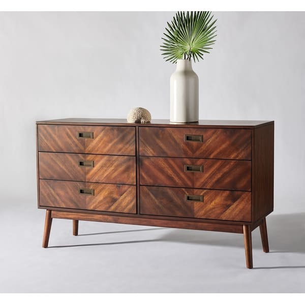 slide 2 of 26, SAFAVIEH Couture Donald Mid-century 6-drawer Dresser Dark Walnut