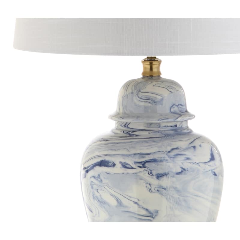 Clarke 26" Ceramic LED Table Lamp, Blue/White by JONATHAN Y