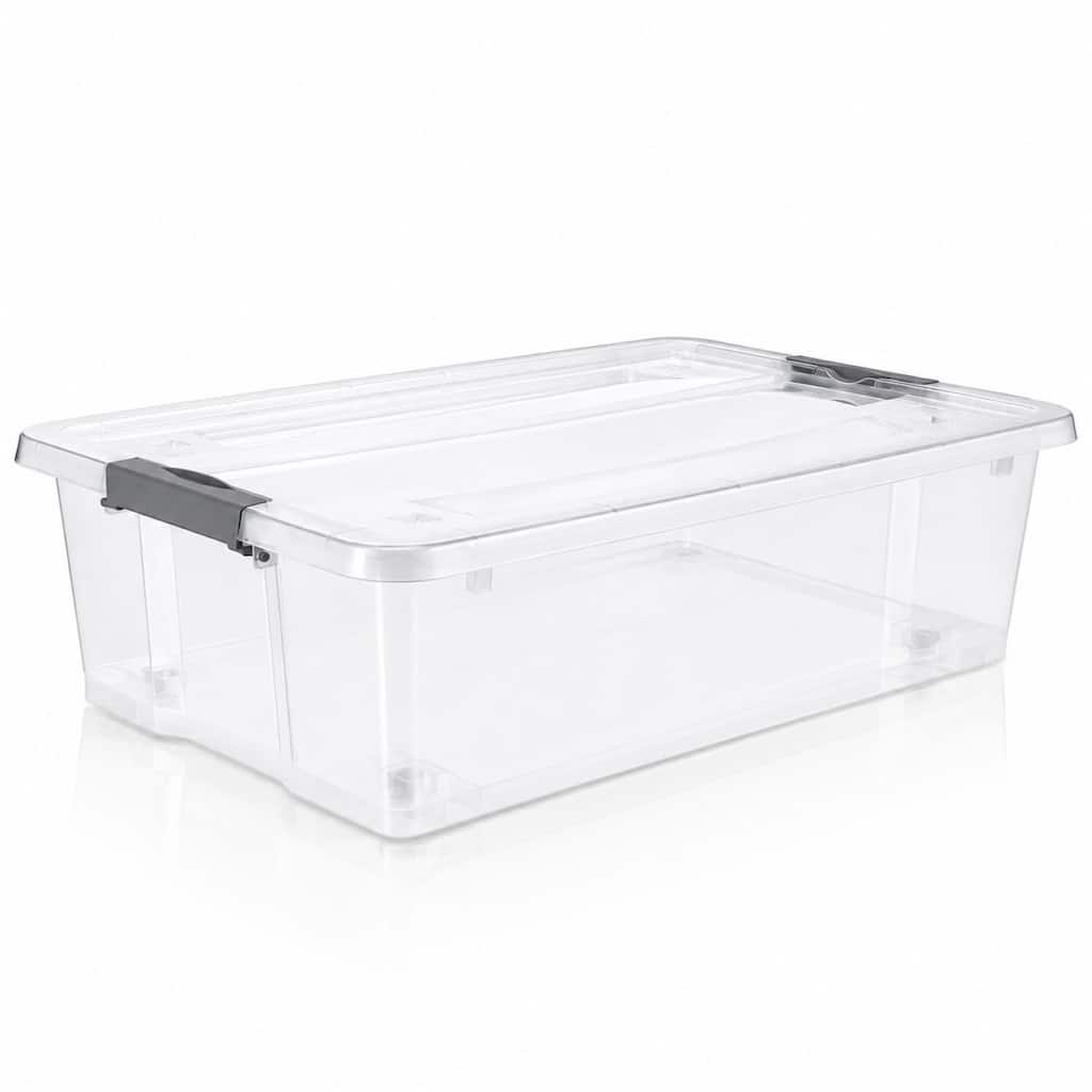 Sorbus Clear Underbed Storage Bins with Lids and Handles 40qt Capacity Organizer Boxes (Single) - 25.3" W x 17.7" L x 7" H