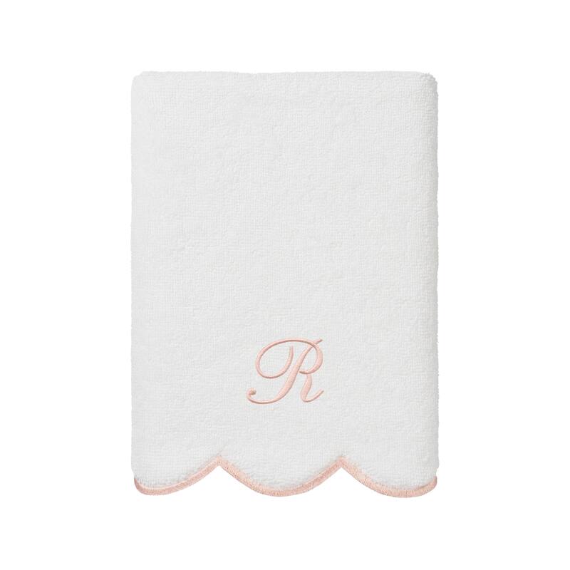 Authentic Hotel and Spa 100% Turkish Cotton Pink ADORNIA Scallop Personalized 3 Piece Towel Set - 3 Piece Set