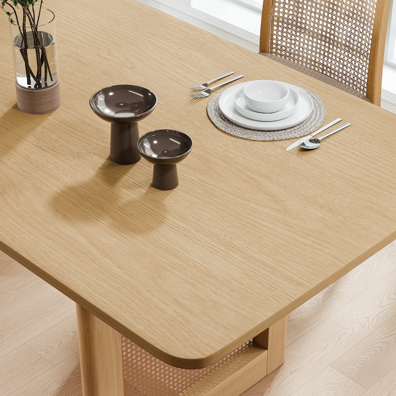 Wooakway Solid Wood 67'' Square Dining Table for 6 People Nordic style