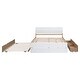preview thumbnail 7 of 8, Classic Full Size Bed with Twin Size Trundle Bed Frame & 2 Drawers for Kids Teens Adults Space-Saving, Easy Assembly, White+Oak