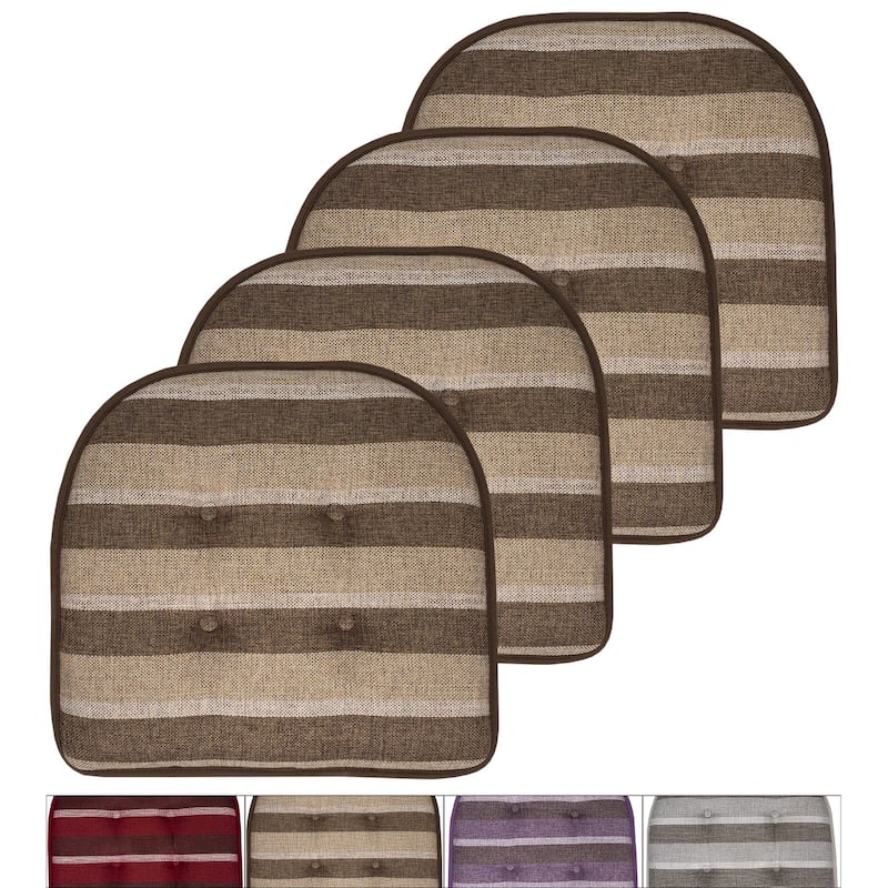 Sweet Home Collection Bradford Striped U Shaped Memory Foam Chair Cushion 17" x 16"