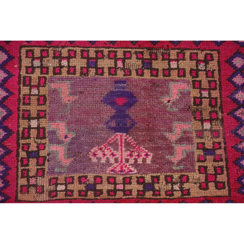 Hand-knotted Tribal Meshkin Persian Runner Rug Geometric Wool Carpet - 3'10" x 10'3"