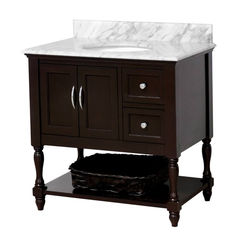 KitchenBathCollection Beverly 36" BathroomVanity w/ Carrara Marble Top