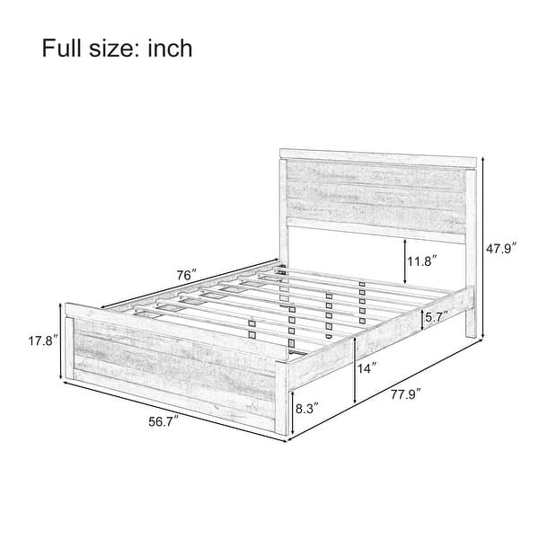 dimension image slide 2 of 3, 3-Piece King Size Farmhouse Platform Bed Set - Includes Bed and 2 Nightstands, Rustic Brown