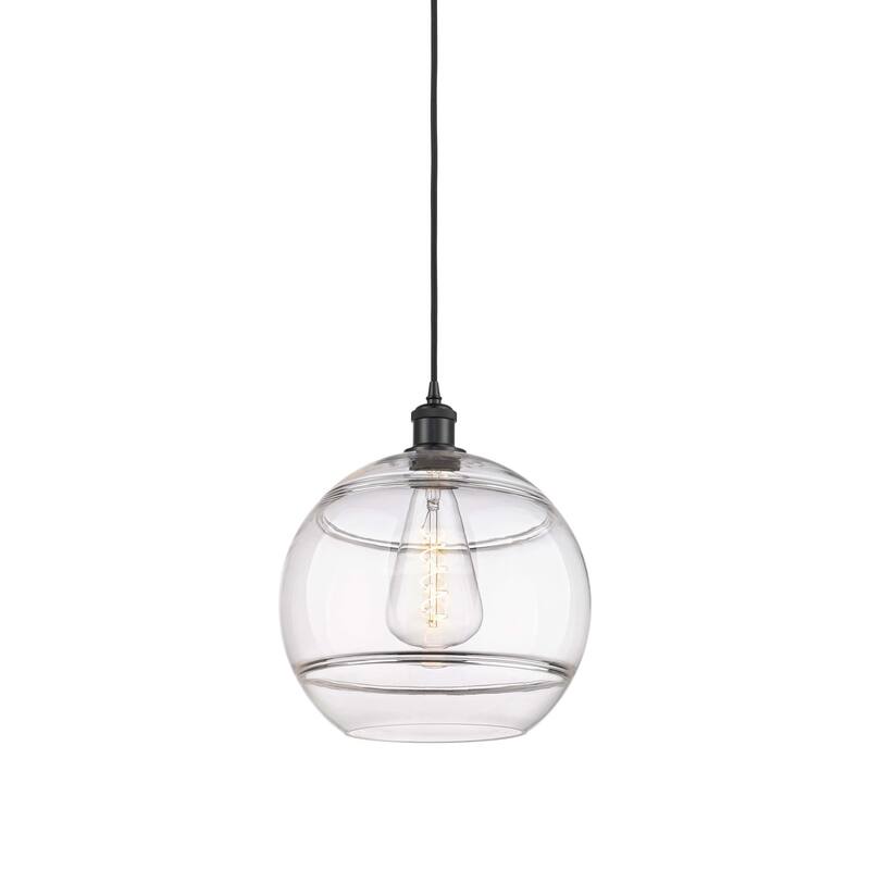 Innovations Lighting 516-1P-14-12 Rochester Pendant Rochester 12" Wide - Matte Black / Clear