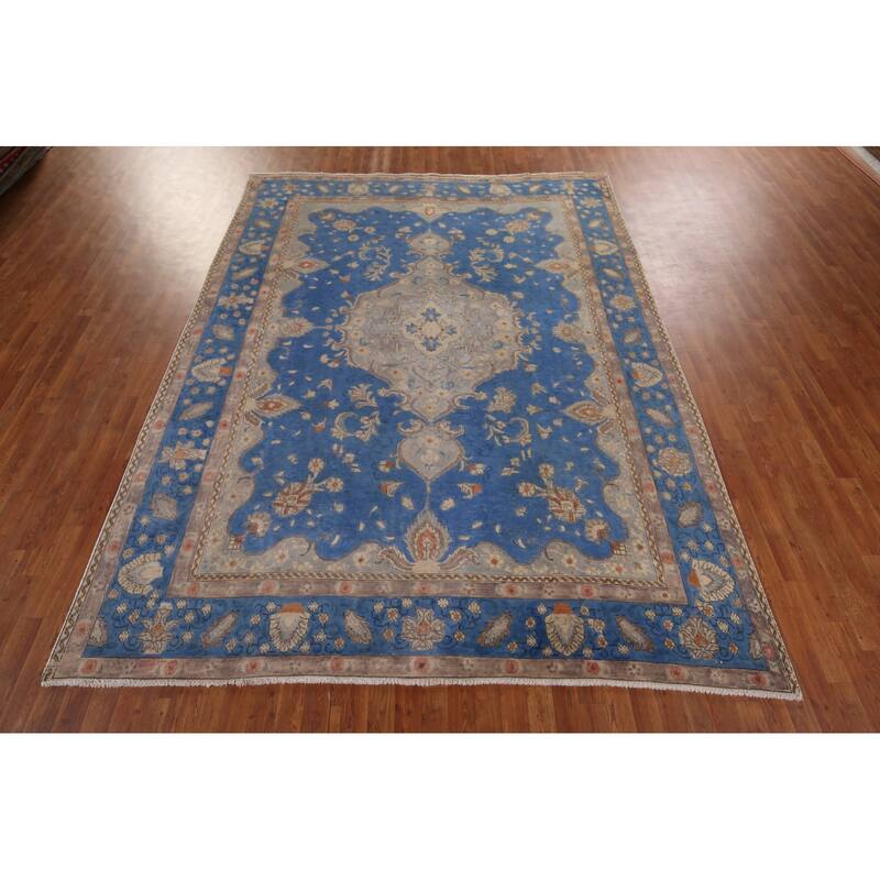 Over-Dyed Distressed Tabriz Persian Vintage Hand-Knotted Wool Carpet - 8'2" x 10'8"
