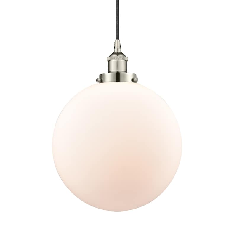 Innovations Lighting 616-1PH-16-12 Beacon Pendant Beacon 12" Wide - Polished Nickel / Matte White