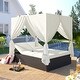 preview thumbnail 12 of 25, Outdoor Adjustable Patio Wicker Sunbed Daybed with Cushions and Canopy