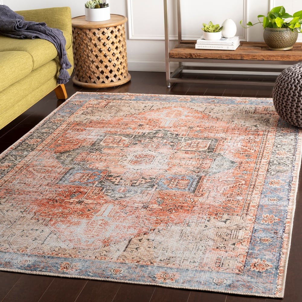 Livabliss Zakariya Vintage Medallion Machine Washable Area Rug