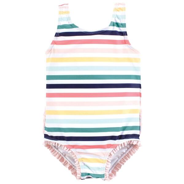 slide 1 of 1, Hudson Baby Girls Toddler Swimsuit, Sunset Stripe 2T - Sunset Stripe Toddler