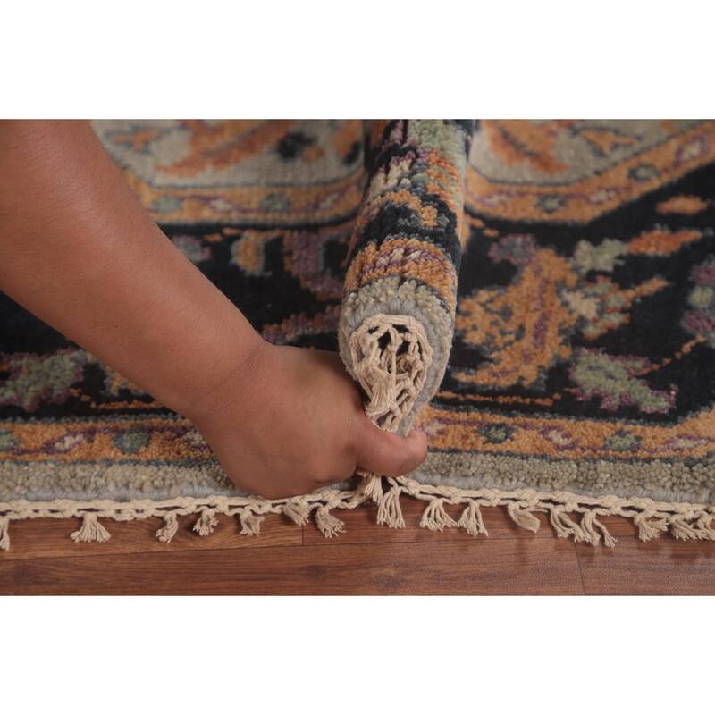 Light Blue Heriz Serapi Octagon Area Rug Wool Carpet - 5'11"x 5'11"