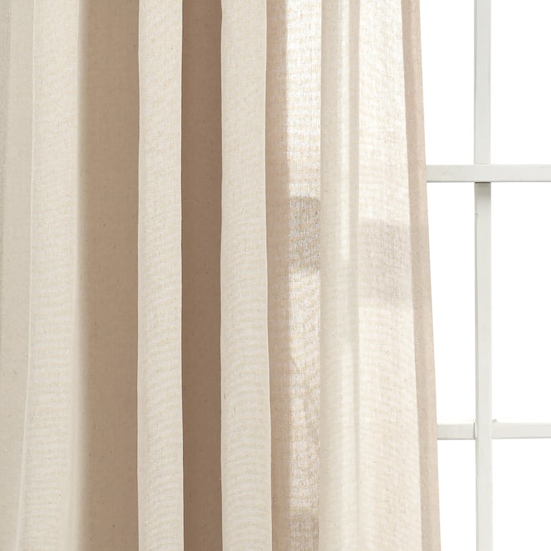 Lush Decor Ruched Waterfall Linen Window Curtain Single Panel - 84" x 52"
