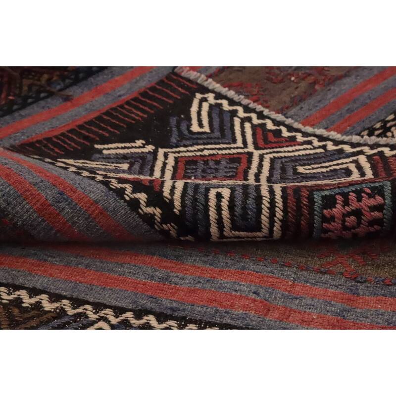 Hand Woven Oriental 100% Wool Carpet Southwestern Tribal Multi-Colored Kilim Area Rug - 7' 7'' X 5' 3''