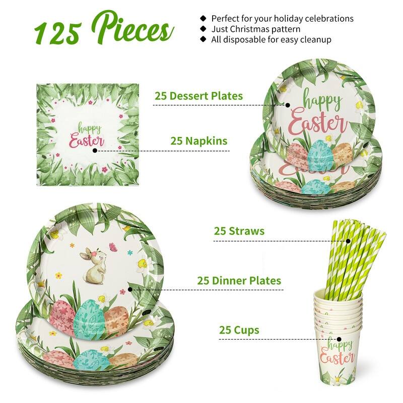125Pcs Easter Party Supplies