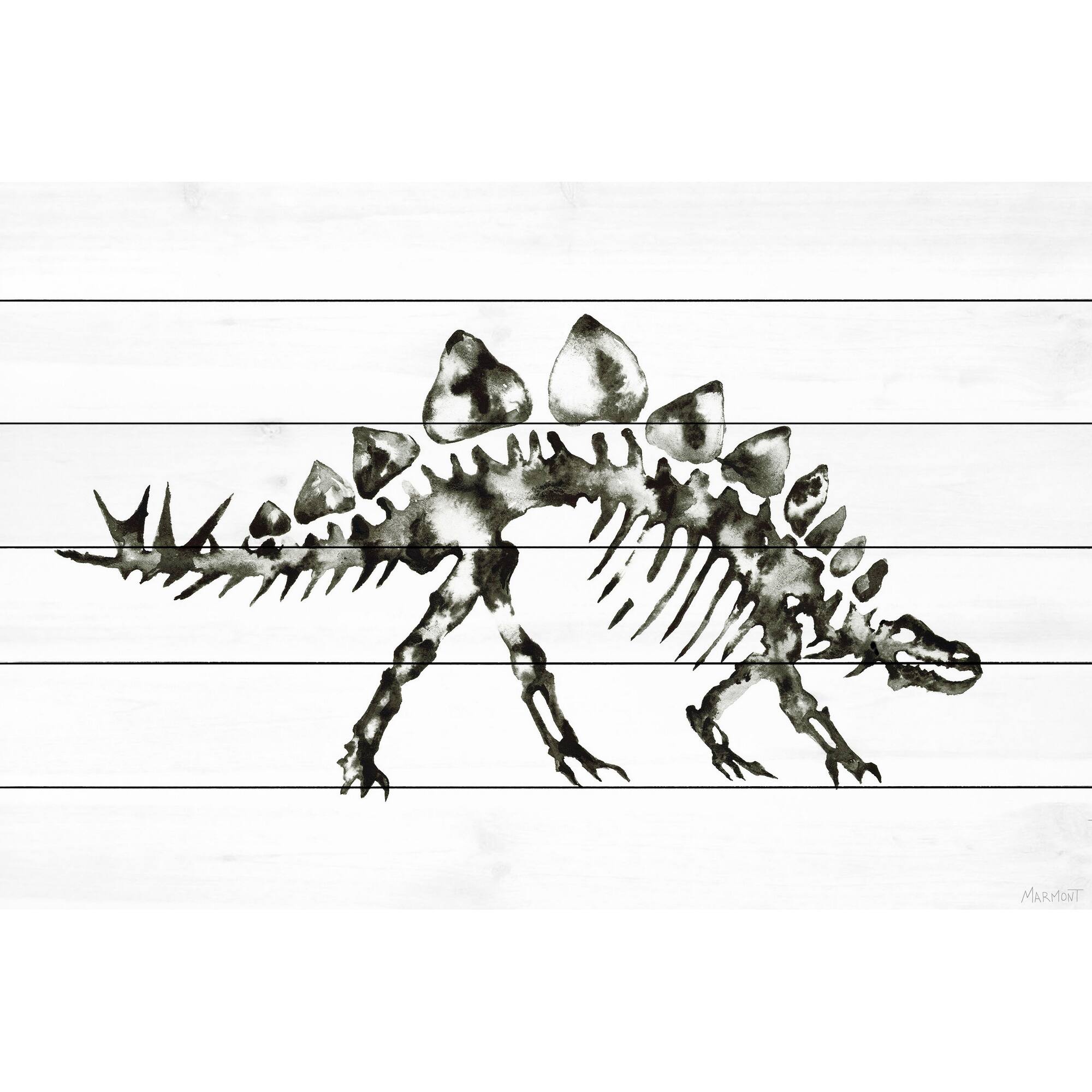 'Stegosaurus Skeleton' Painting Print on White Wood Bed Bath & Beyond 34487610
