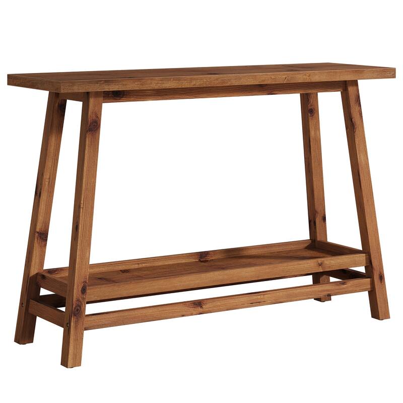 Solid Wood Console Table, 2-Shelf Entryway Table with Storage, Behind Couch Sofa Table Hallway Foyer Accent Table