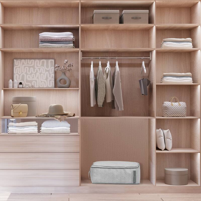 1 Pack Clothes Storage, Storage Bags with Handles, Foldable Moving Bags for Organizing Closet Organizers and Storage Gray