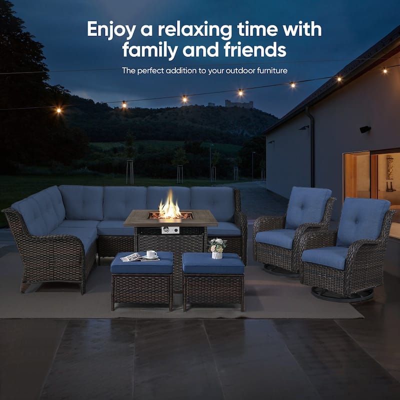 Outdoor Propane Fire Pit Table - 55000 BTU, Adjustable Flames - Square