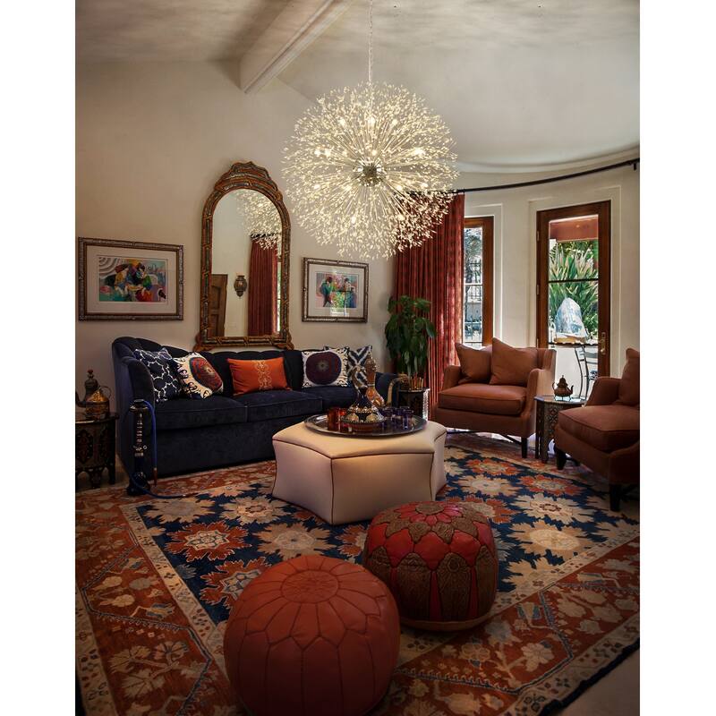 Contemporary 16/20/24/30-Light Glam Oversized Firework Crystal Sputnik Chandelier Dandelion Pendant Light, Includes Bulbs