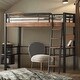 preview thumbnail 1 of 12, Metal Twin Loft Bed with Built-in Desk, Storage Shelf and Ladder, Black Black