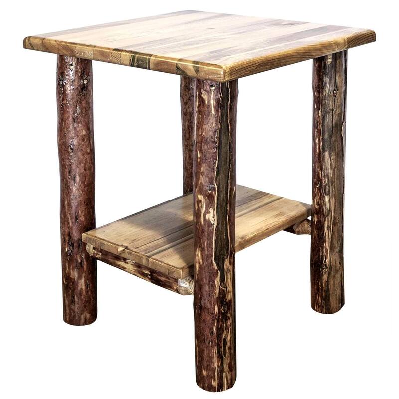 Square Nightstand with Shelf - End Table for Bedroom, Office - Rustic Pine Accent Table - 20"D x 20"W x 25"H