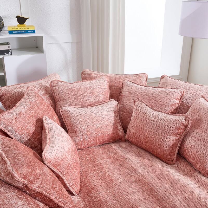 81.10" Double Bread Extra Large Round Sofa Bed with Armrests and Large Cushions