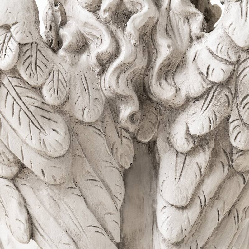 Glitzhome Vintage MgO Angel Distressed Garden Statue Sculpture with a Birdfeeder