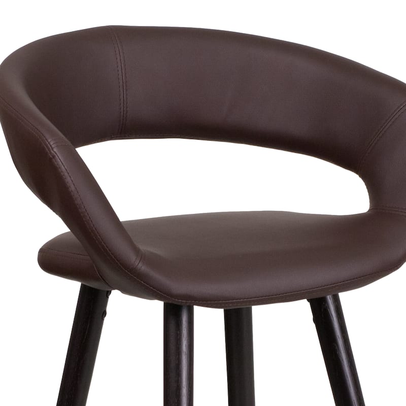 29'' High Contemporary Vinyl Rounded Back Barstool with Wood Frame - 22"W x 19"D x 39"H