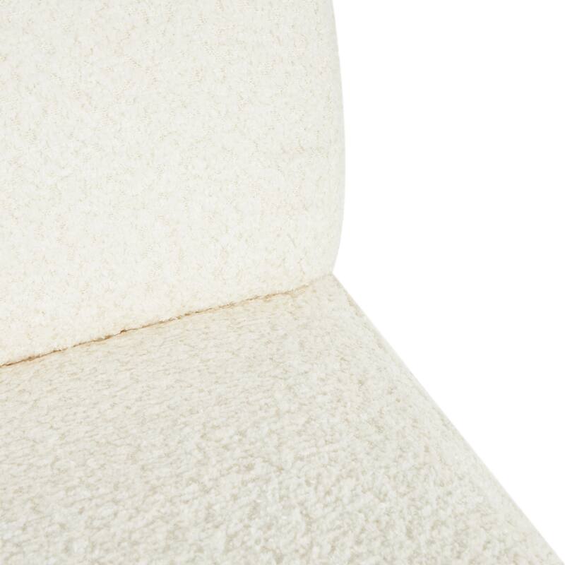 White Polyester Square Boucle Living Room Accent Chair