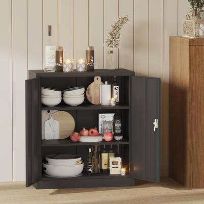 35.4" Metal Storage Cabinet with Lock with Adjustable Shelf for Garage, Workshop, Home - N/A