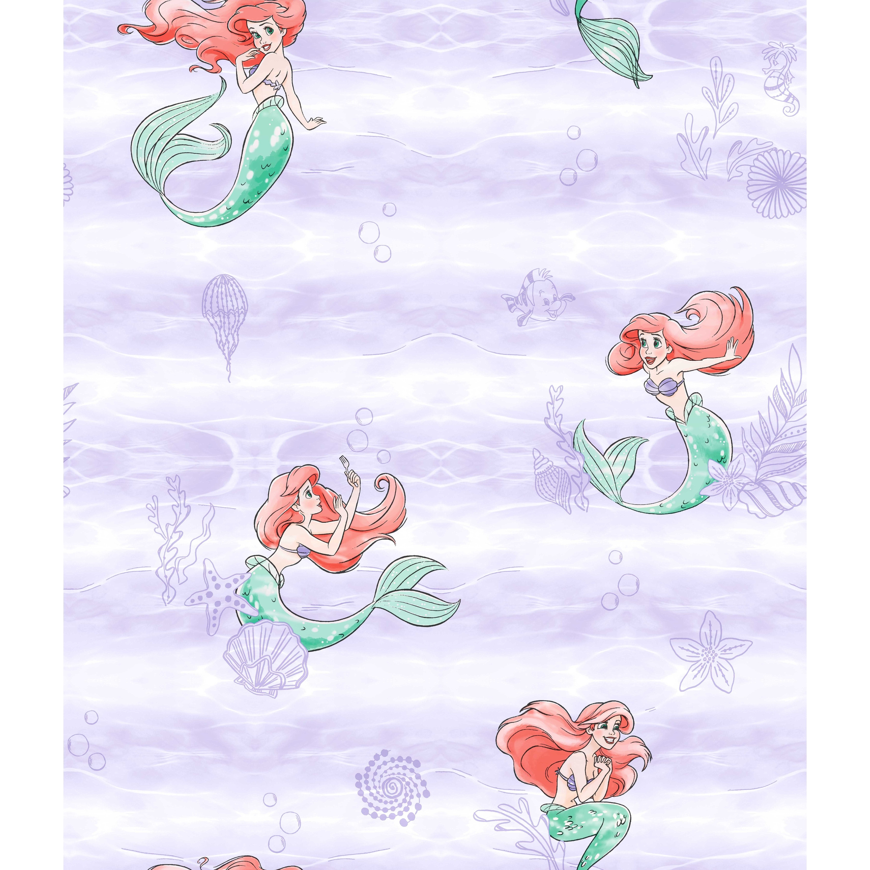 Disney the Little Mermaid Swim Purple Wallpaper