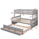 preview thumbnail 4 of 7, Wooden Twin-Over-Full Bunk Bed with Twin Size Trundle and 3 Drawers, Solid Wood Detachable Bunkbeds Frame, Space-Saving Design