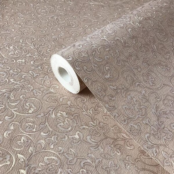 Dust Pink Rose Gold metallic textured damask Wallpaper - 42 inc x 33 ft. Opens flyout.