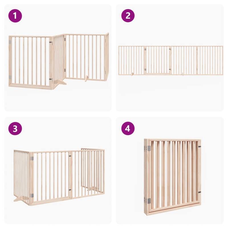 vidaXL Dog Gate Foldable Poplar Wood