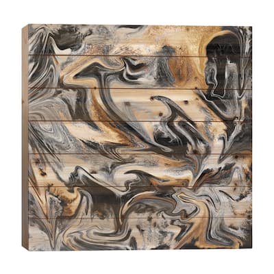 Gold Veins Print On Wood by Elisabeth Fredriksson - Multi-Color