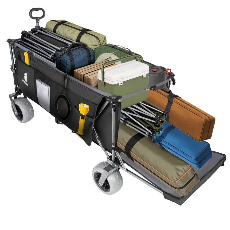 67in Extra long large Heavy Duty Utility Beach Wagons with Opened Tailgate and All-Terrain Wheels, 500lbs Capacity