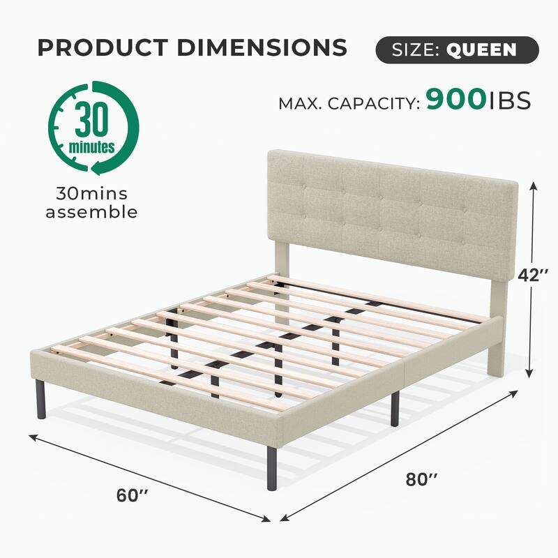 Modern Wooden Bed Frame With Headboard
