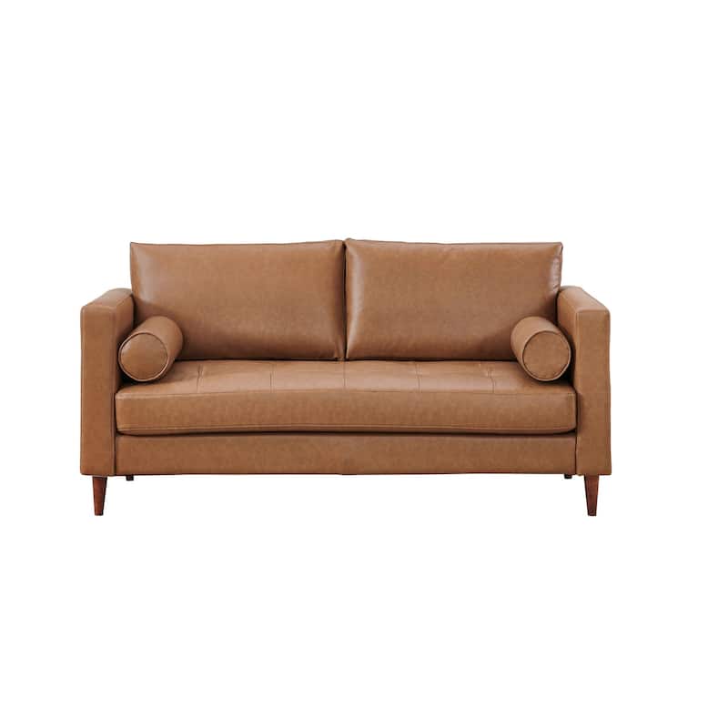 Alessandra Modern Contemporary Eco Leather Love Seat - Light Brown