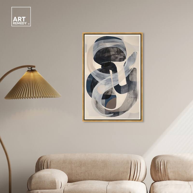 Art Remedy Slither Framed Abstract Shapes 1 Piece Canvas Wall Art