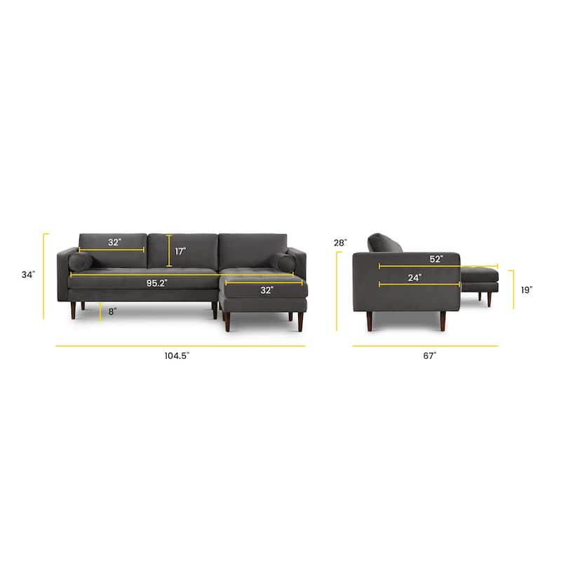 Poly & Bark Napa 104.5" Fabric Right Sectional Sofa