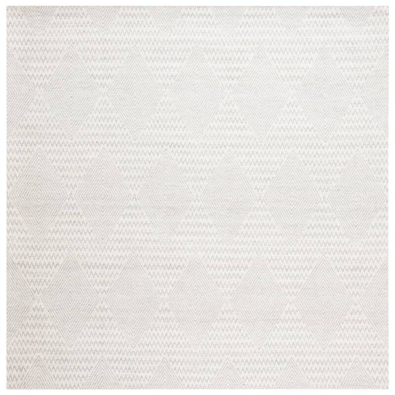 SAFAVIEH Handmade Marbella Annelouise Modern Viscose Rug - 6' Square - Silver/Ivory