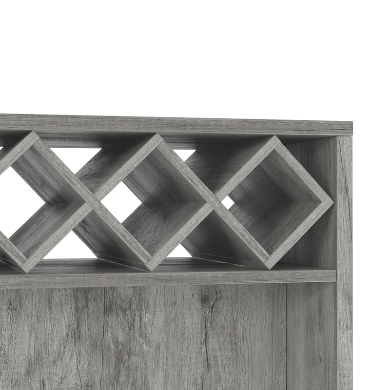 DH BASIC Transitional Vintage Grey Oak 6-Open Shelf Bar Table with Wine Storage by Denhour