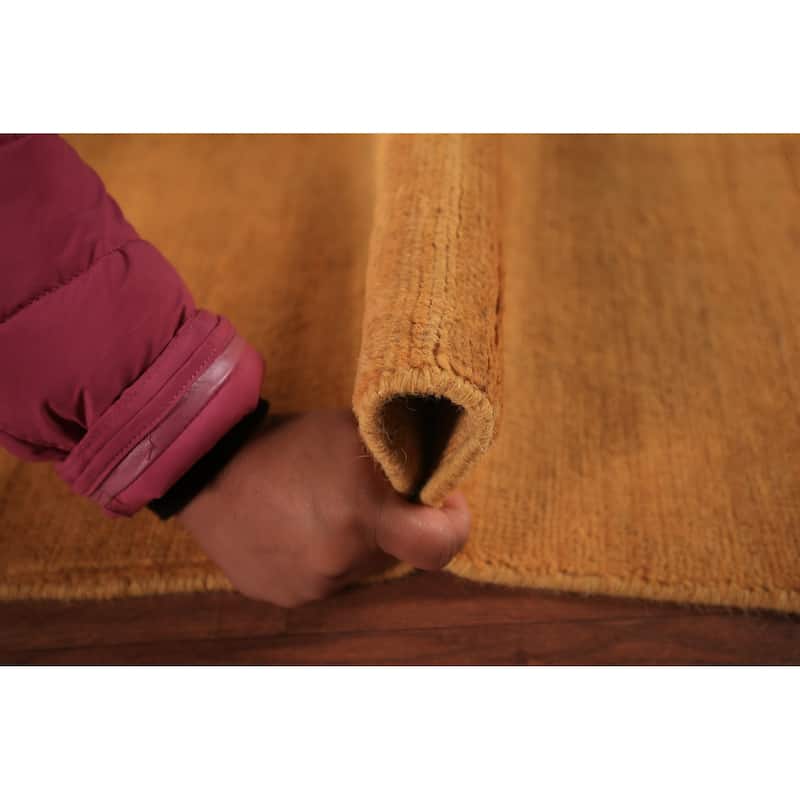 Orange Modern Gabbeh Oriental Area Rug Solid Handmade Wool Carpet - 5'4" x 7'9"