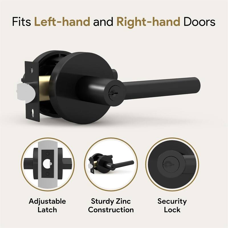 Mega Handles SUANA Square Privacy Door Knob with Lock | Reversible Keyless Door Knobs Interior for Hallway, Bathroom & Bedroom