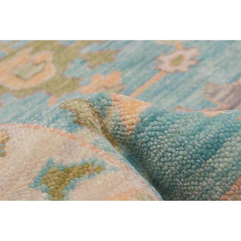 ECARPETGALLERY Hand-knotted Modern Oushak Turquoise Wool Rug - 9' 4" x 11' 10"