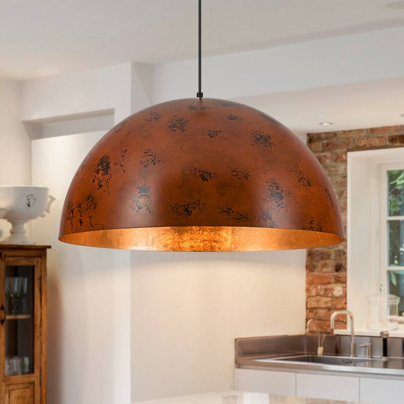 Industiral Metal Pendant Light Fixture Dome for Kitchen Island - W23.62" - Copper