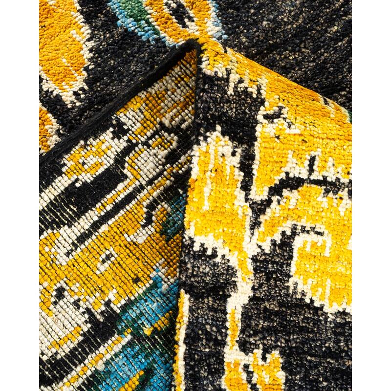 Overton Hand Knotted Wool Vintage Inspired Modern Contemporary Modern Black Area Rug - 7' 10" x 9' 10"